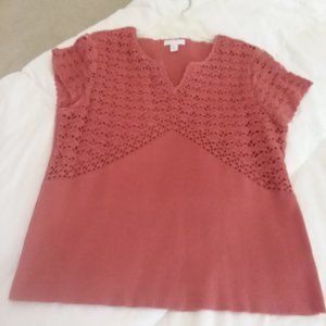 Charter Club Coral Crochet Top -NWT - Petite Large